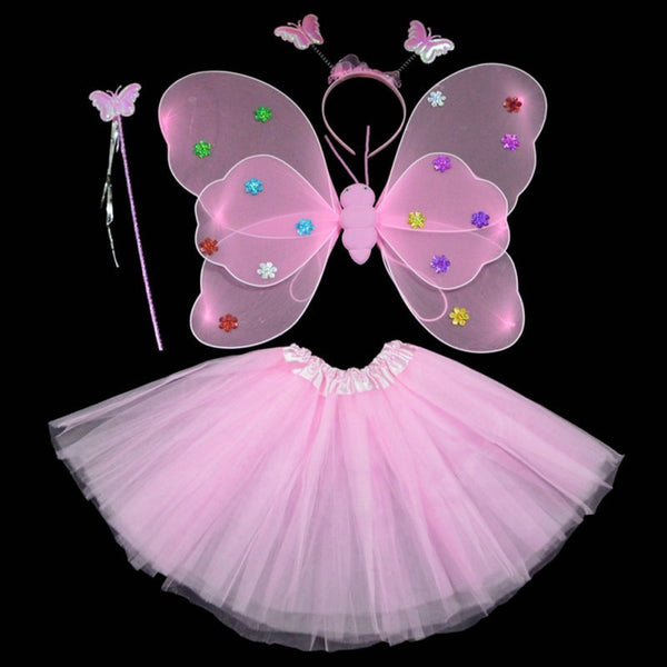 halloween Costumes for girl Cosplay Fairy Princess Butterfly Wings +Headband+Tutu Skirt